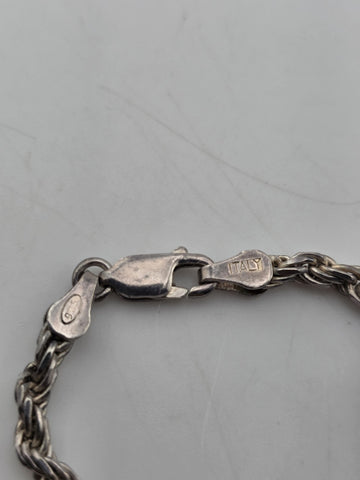 Vintage Large 925 Sterling Silver Turquoise Peridot Pearl Pendant Necklace. Read