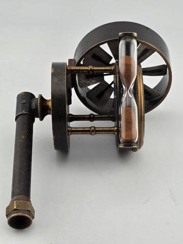 Antique No.1974 Brass Air Meter Anemometer w/ Sand Timer, Circa 1900 Mining Tool