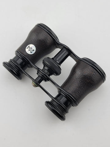 Rare 19th C Antique French Lemaire Black Leather Wrapped Opera Glasses. C 1880.