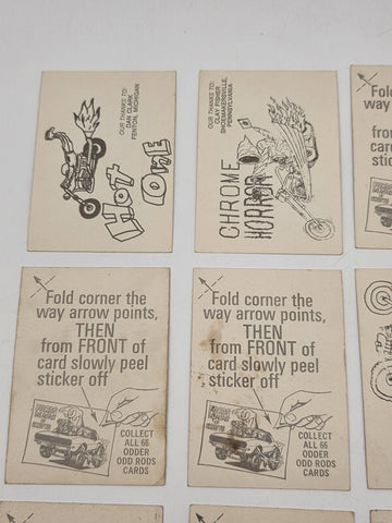 1970 Donruss Odd Rods Sticker Cards Lot of 12 Hot Rod Monster Rat Fink Style