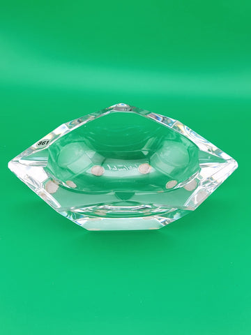 Fabulous 7” Val St Lambert Heavy Lead Crystal Amadis Faceted Octagon Ashtray