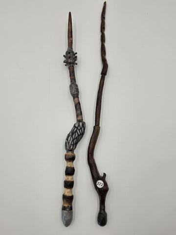 Set Of 2 Rare One Of A Kind Handmade Wooden Magic Wand Fantasy Staff Cosplay.