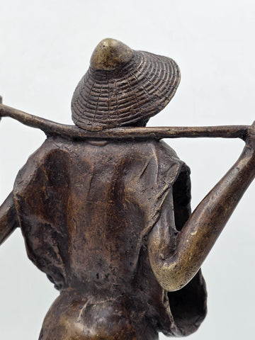 Original Antique C 1940 Burkina Faso Large Heavy Bronze Water Carrier W Africa