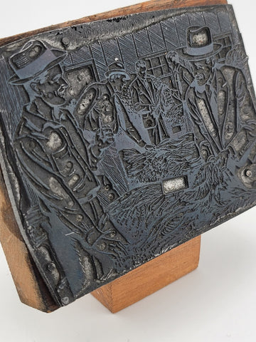 Antique Farmers Market Printing Block. Very Rare. Advertising Item