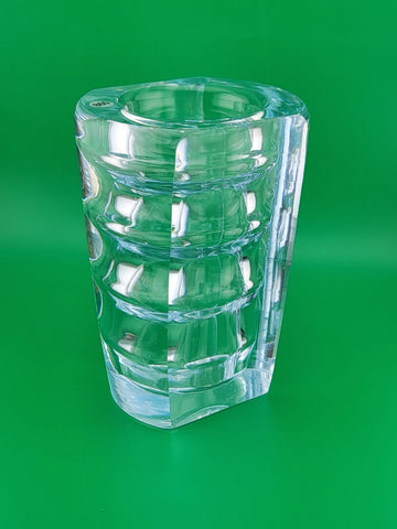 ORREFORS 1930s Edvin Ohrstrom Öhrström RARE Ribbed Optic Glass  Vase, Sweden