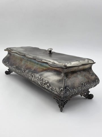 1890's Victorian Simpson Hall Miller Quadruple Plate Glove Box Velvet Lined Box
