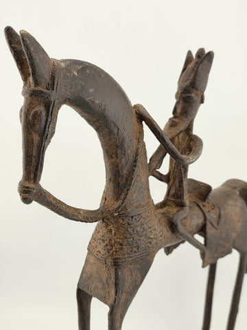 VTG 1940'S AUTHENTIC AFRICAN CAST BRONZE HORSE AND RIDER DOGON MALI WEST AFRICA