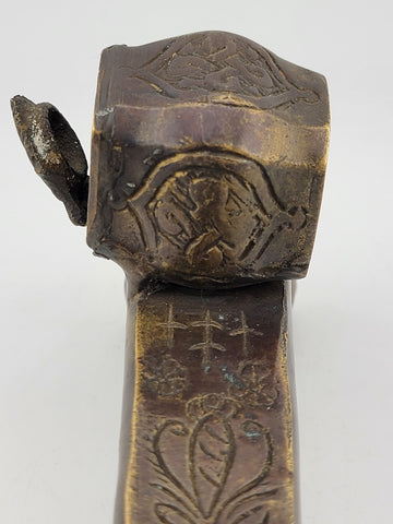 Antique 19th C Ottoman Brass Pen Box Qalamdan Traveling Inkwell calligraphy