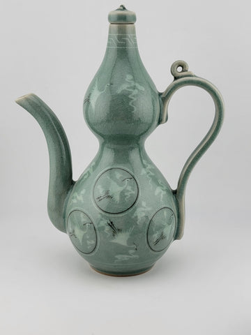 Rare Set Of 4 Goryeo Celadon Cloud & Crane Design Mineiwa Korean Living National