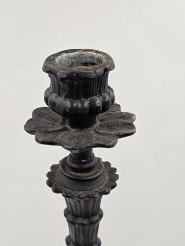 Rare Antique Brass Gilt Cherub Figural Candlestick Empire Revival 23 in Tall.