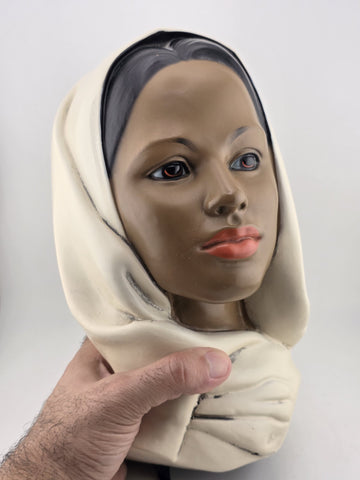 Vintage Marwal Ceramic/Chalkware Head Bust Middle Eastern Woman Headscarf