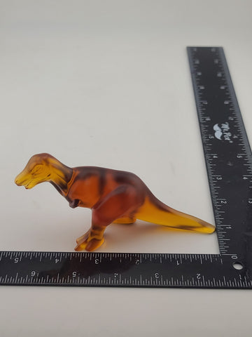 Rare Royales de Champagne Crystal Dinosaur T-Rex Figurine Amber Art Glass France