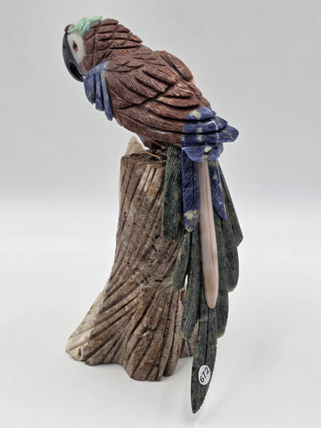Vintage Hand Carved Macaw Bird Sculpture Rock Agate Crystal Stone Mineral Stone