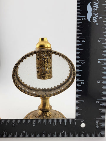 Set Of 2 Antique Ornate pair Gold Ormolu Filigree Perfume Bottle Cherubs bottles