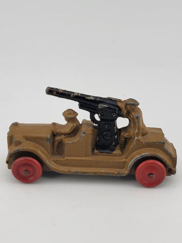 Rare Set Of 3 Antique 1930's Barclay Manoil Armored Cars & Anti-Tank Gun Cars.