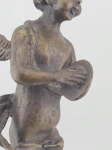 Antique 19th C Bronze Cupid Statue Clément Moreau Sculpture on Marble Base 9"