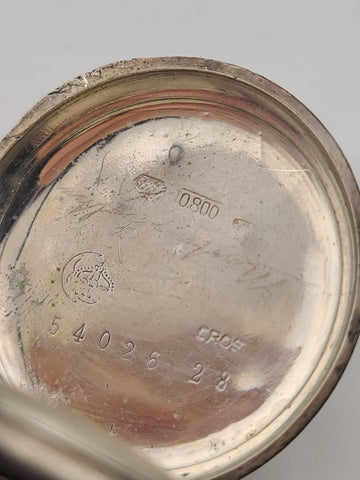 Rare Antique European 800 Silver Pocket Watch C1890 Enamel Dial 33mm. Working.