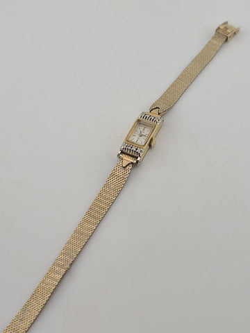 Vintage Woman 10kt Solid Rose Gold Elgin 17 Jewels Swiss Made Watch W 8 Diamonds