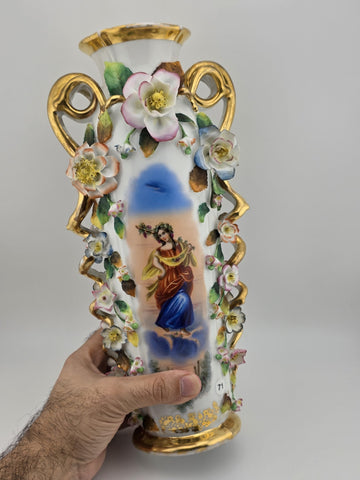 Rare Antique 19th C Jacob Petit Old Vieux Paris Porcelain Rococo 12 7/8" Vase