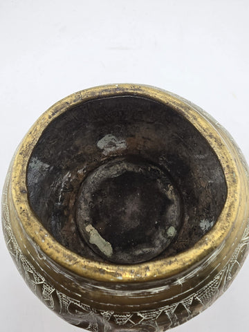 RARE 19TH CENTURY ANTIQUE OTTOMAN / PERSIAN ISLAMIC BRASS VASE.