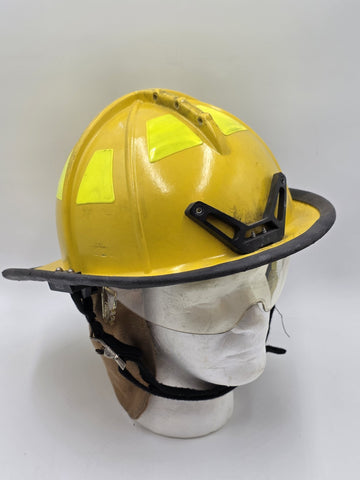 Vintage MSA Cairns 1044 2015 Yellow Firefighter Helmet Front Visor No Scratch