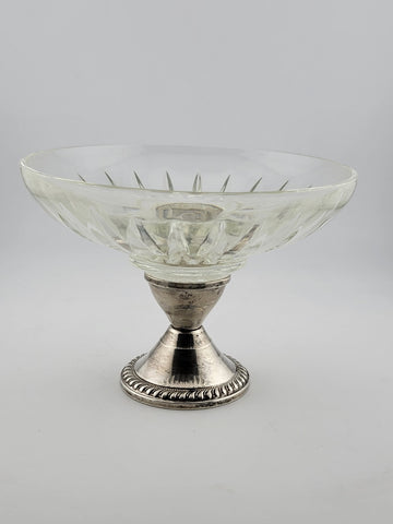 2 Antique Duchin Creation, Sterling Silver Weighted, Glass Compote Candy Bowls