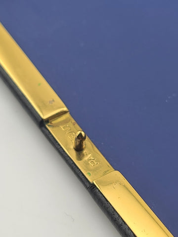 Vintage Dunhill London Leather Cigarette Case Blue Interior Gold Tone