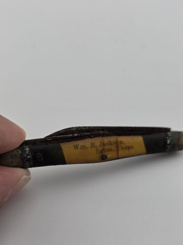 Rare Antique WW1 N.C. Co Canton Ohio Pocket Knife Used By Wm R Jackson, Texas