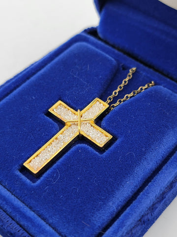 Vtg NIB Franklin Mint "The Pavium Cross" Pure Crystals .999 Silver Necklace COA