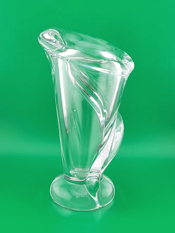 VINTAGE MCM ART VANNES LE CHATEL CALLA LILY VASE 7" CLEAR FRENCH ART GLASS