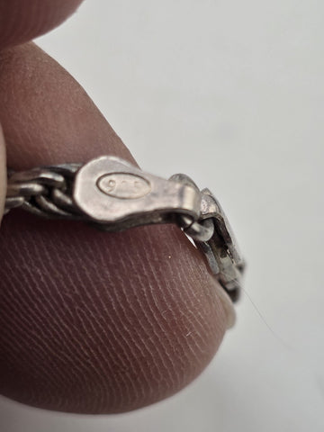 Vintage Large 925 Sterling Silver Turquoise Peridot Pearl Pendant Necklace. Read