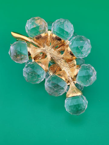 Vintage Swarovski Silver Crystal Figurine 15 Grape Grapes Cluster Marked Logo