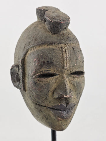 Vintage African Lwena Style Mask Angola Carved Wood Sculpture Tribal Art Stand
