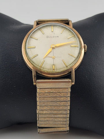 1960's Bulova Round Dress 32mm Wind Up Mens Vintage Wrist Watch Original Working