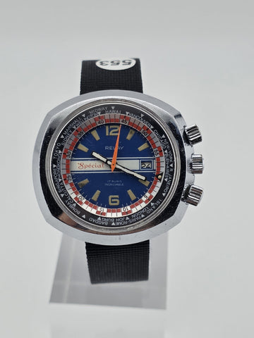 RARE RELAY SPÉCIAL - VINTAGE DIVER MEN'S WATCH / HERREN TAUCHER UHR. WORKS.