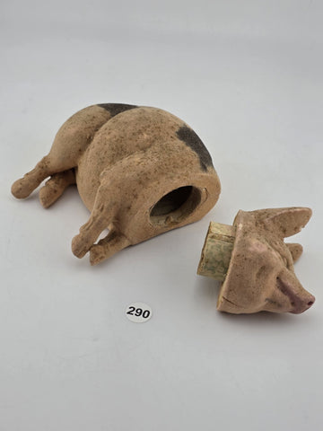 Antique C1890 Pink German Paper Mache Folk Art Composition Pig Candy Container