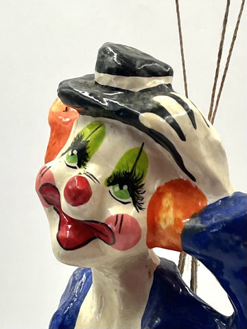Vintage Unbranded Paper Mache Hanging Circus Clown w/ 3 Balloons