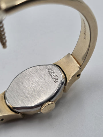 1940's Vintage Elgin Shockmaster 10K GF Ladies Bangle Watch Art Deco Style Works