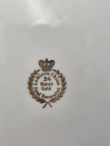 Set Of 6 Vintage Le mieux China 24K Gold Trim Mint Green Floral Cabinet Plates