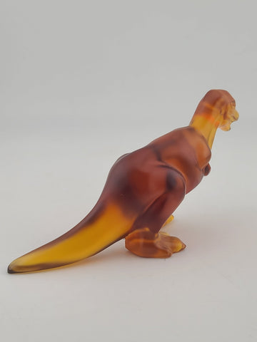 Rare Royales de Champagne Crystal Dinosaur T-Rex Figurine Amber Art Glass France