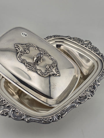 Antique Wallace Baroque Silverplate Covered Vegetable Dish Casserole Ornate Lid