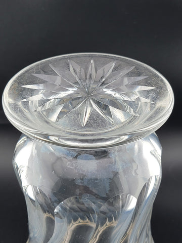Antique Tall 8 inch 19th C. Cut crystal vase with 835 European silver collar rim