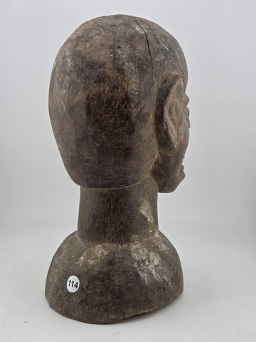Antique Authentic African Songye Style Tribal Carved Wooden Head Sculpture 9 in