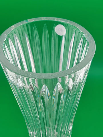 Vtg 1970's Waterford Crystal Giftware 10" Flower Vase Criss Cross Vertical Cut