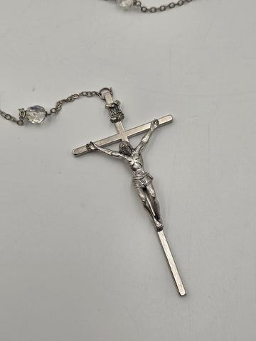 Vintage Italian 51" Ceremonial Catholic Rosary stal Beads Large Crucifix