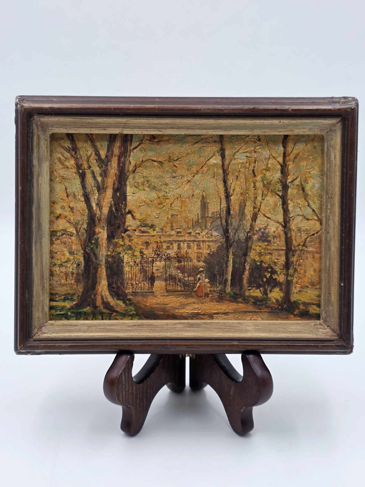 OOAK Original Samuel B. Pratt Autumn Reverie Signed Oil Painting Park Gate Scene