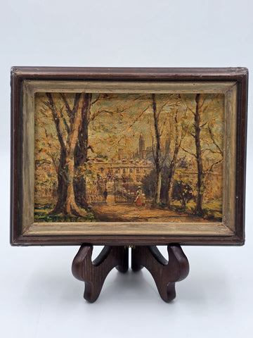 OOAK Original Samuel B. Pratt Autumn Reverie Signed Oil Painting Park Gate Scene