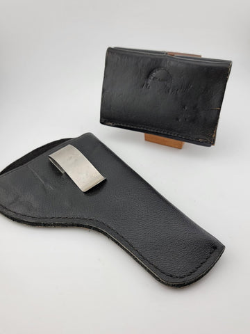 Vintage Brauer Bros Co 38C Ammo belt Pouch & Monte Carlo Holster. Black Leather