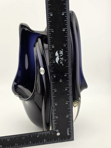 Rare Modern Abstract Murano Art Glass Vase Cobalt Blue Freeform Sculpture.