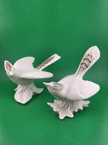 Vtg Pair Of Lenox China Jewels Collection Bird Figurines-Cardinal & Blue Jay.
